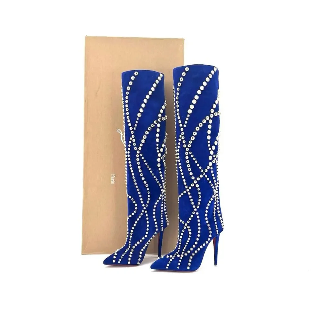 NIB Christian Louboutin Astrilarge Botta Pika 100 Galactiqueen OTK Boots 37